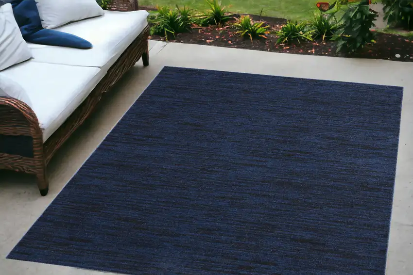 Midnight Blue Stain Resistant Indoor Outdoor Area Rug Photo 1