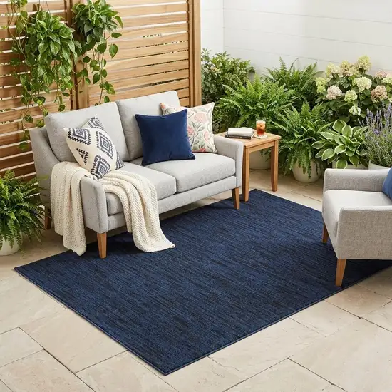 Midnight Blue Stain Resistant Indoor Outdoor Area Rug Photo 1