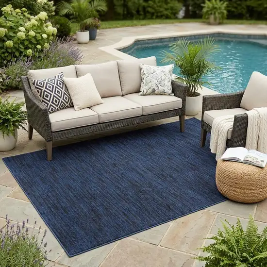 Midnight Blue Stain Resistant Indoor Outdoor Area Rug Photo 1