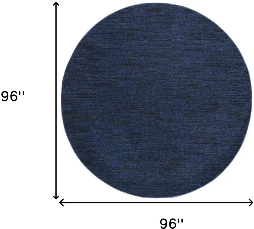 8' Midnight Blue Round Stain Resistant Indoor Outdoor Area Rug Photo 3