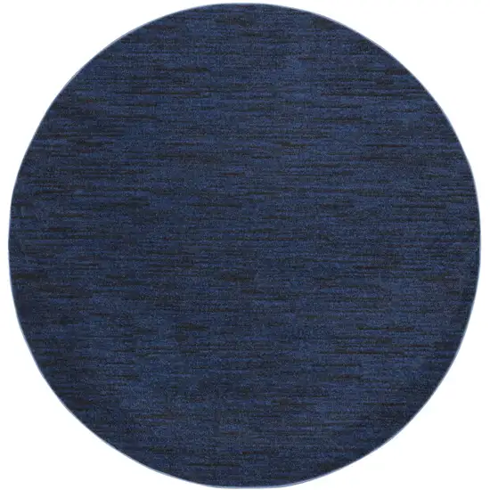 8' Midnight Blue Round Stain Resistant Indoor Outdoor Area Rug Photo 3