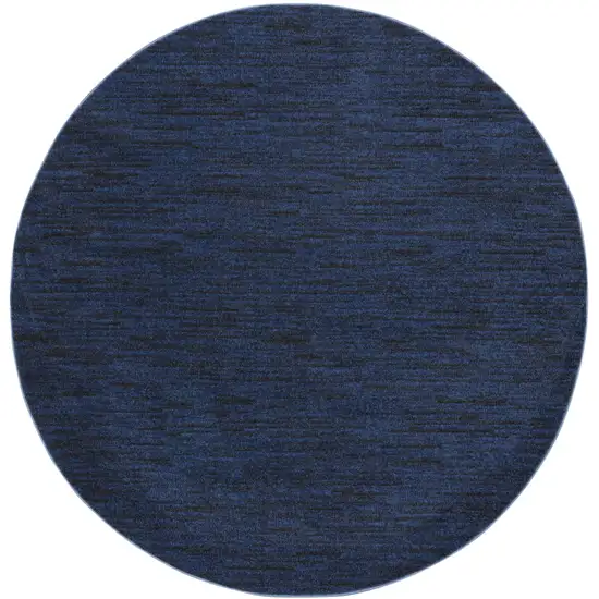 8' Midnight Blue Round Stain Resistant Indoor Outdoor Area Rug Photo 3