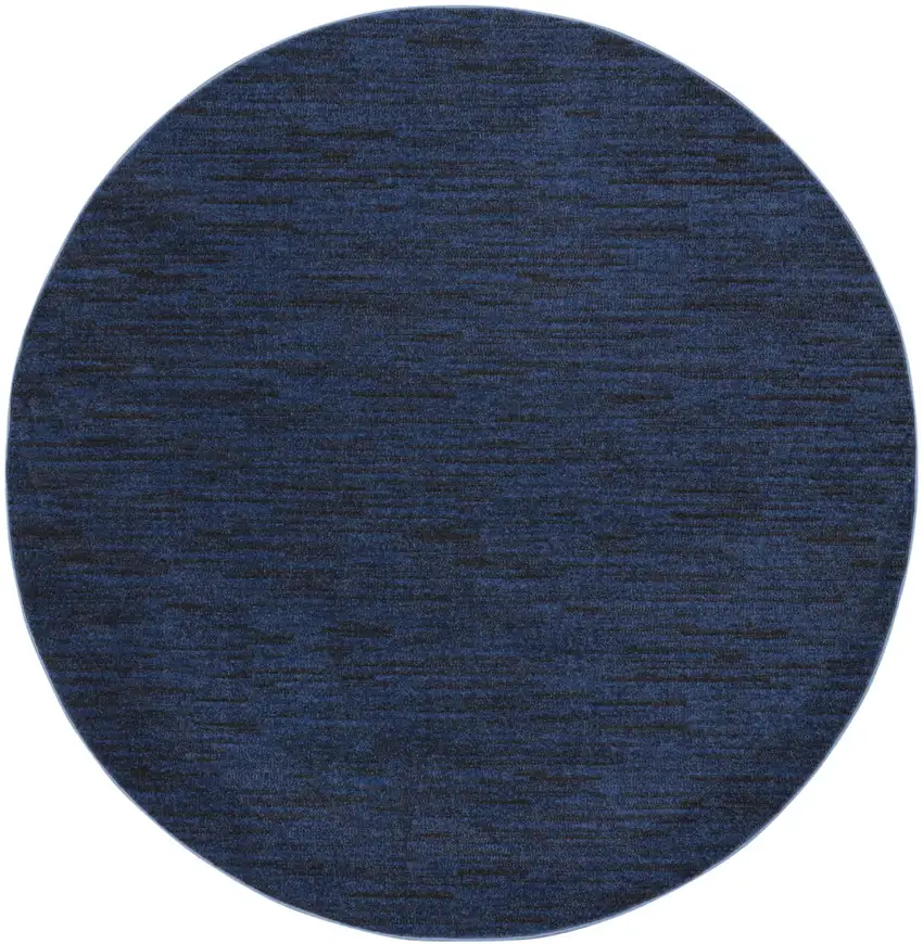 8' Midnight Blue Round Stain Resistant Indoor Outdoor Area Rug Photo 3