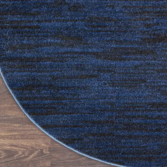 8' Midnight Blue Round Stain Resistant Indoor Outdoor Area Rug Photo 9
