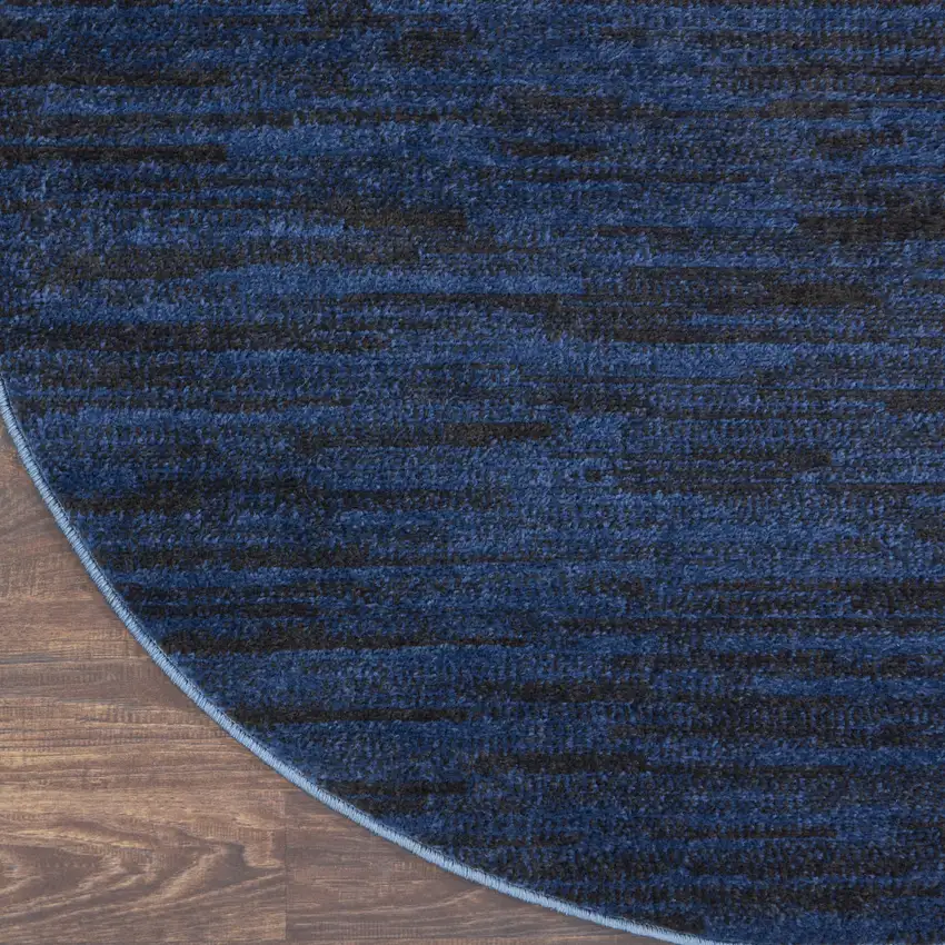 8' Midnight Blue Round Stain Resistant Indoor Outdoor Area Rug Photo 9