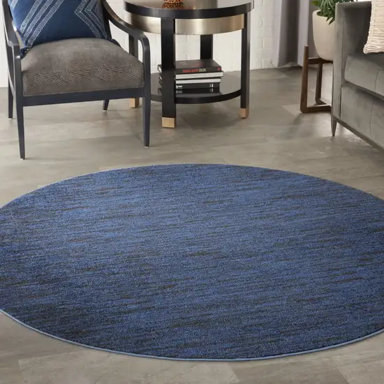 Blue Round Indoor Outdoor Area Rug Photo 7