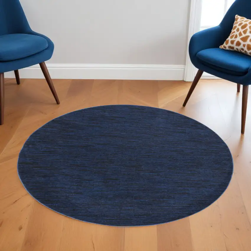 Blue Round Indoor Outdoor Area Rug Photo 2