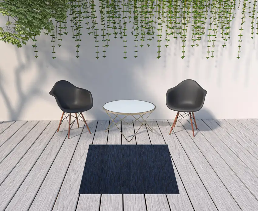 Midnight Blue Square Non Skid Indoor Outdoor Area Rug Photo 2