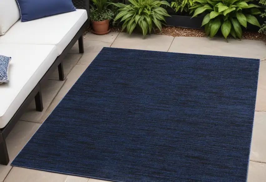 5' Midnight Blue Square Indoor Outdoor Area Rug Photo 1