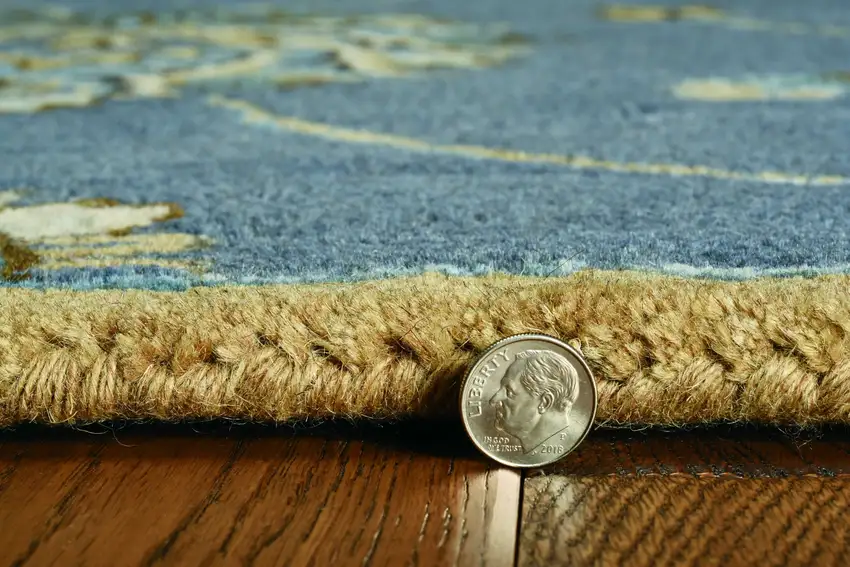 Midnight Floral Vines Wool Area Rug Photo 4