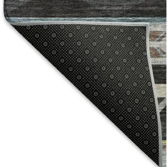 Midnight Gold And Ivory Geometric Washable Area Rug With UV Protection Photo 6