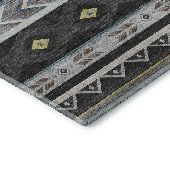 Midnight Gold And Ivory Geometric Washable Area Rug With UV Protection Photo 7