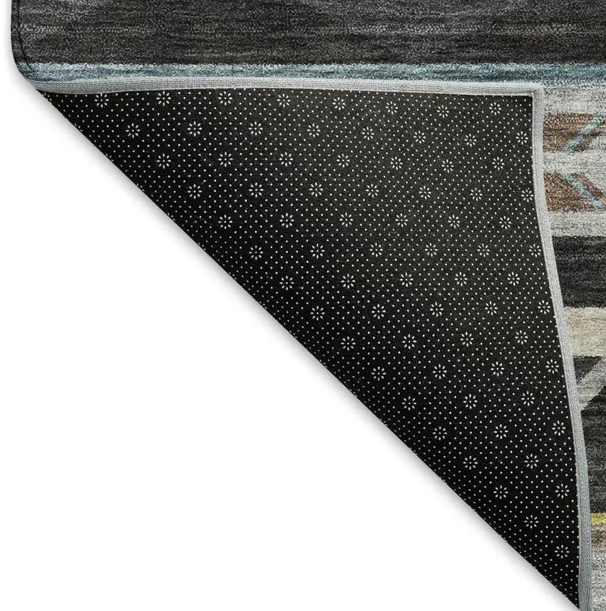 Midnight Gold And Ivory Geometric Washable Area Rug With UV Protection Photo 7