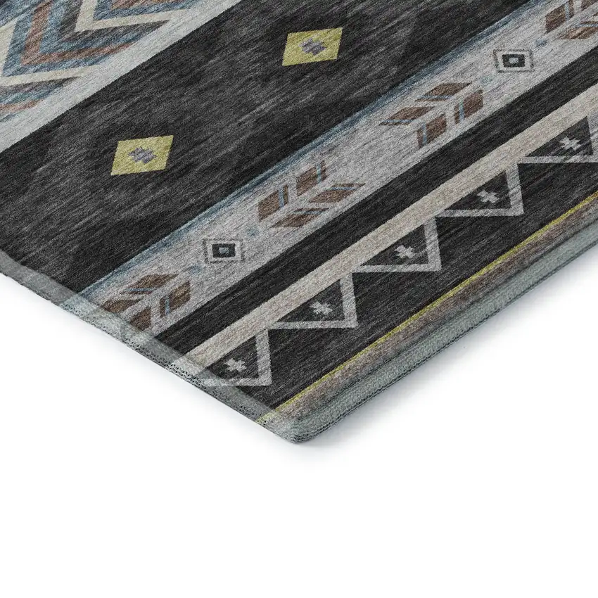 Midnight Gold And Ivory Geometric Washable Area Rug With UV Protection Photo 8