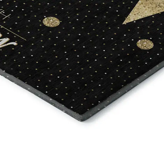 Black Gold And Ivory Christmas Tree Washable Area Rug With UV Protection Photo 9
