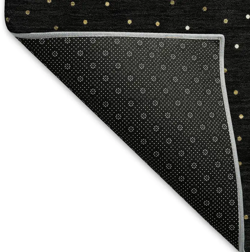 Midnight Gold And Ivory Polka Dot Washable Area Rug With UV Protection Photo 8