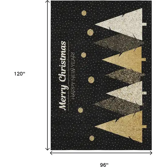 Black Gold And Ivory Christmas Tree Washable Area Rug With UV Protection Photo 3