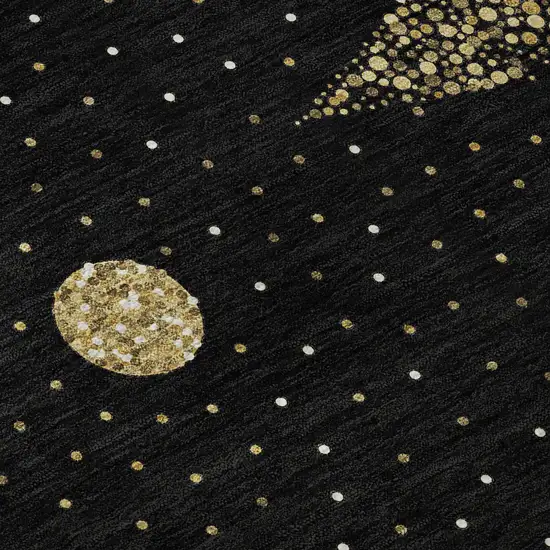 Midnight Gold And Ivory Polka Dot Washable Area Rug With UV Protection Photo 9