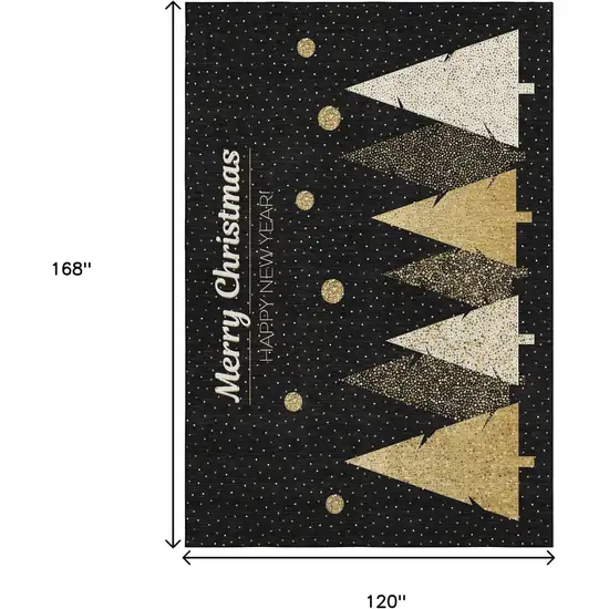Black Gold And Ivory Christmas Tree Washable Area Rug With UV Protection Photo 3
