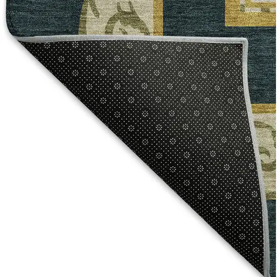 Midnight Gold And Red Animal Print Washable Area Rug With UV Protection Photo 7