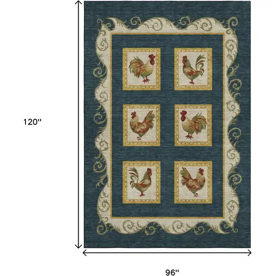 Midnight Gold And Red Animal Print Washable Area Rug With UV Protection Photo 2