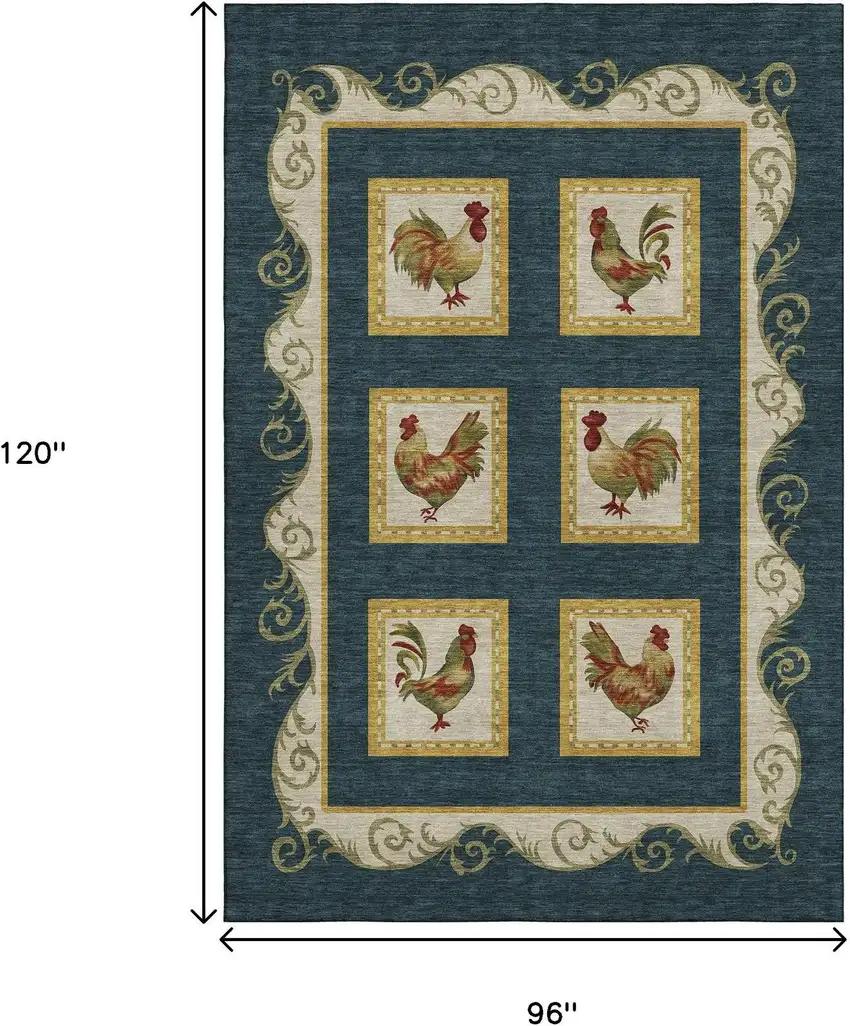 Midnight Gold And Red Animal Print Washable Area Rug With UV Protection Photo 2