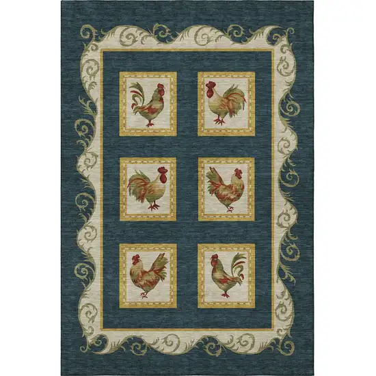 Midnight Gold And Red Animal Print Washable Area Rug With UV Protection Photo 4