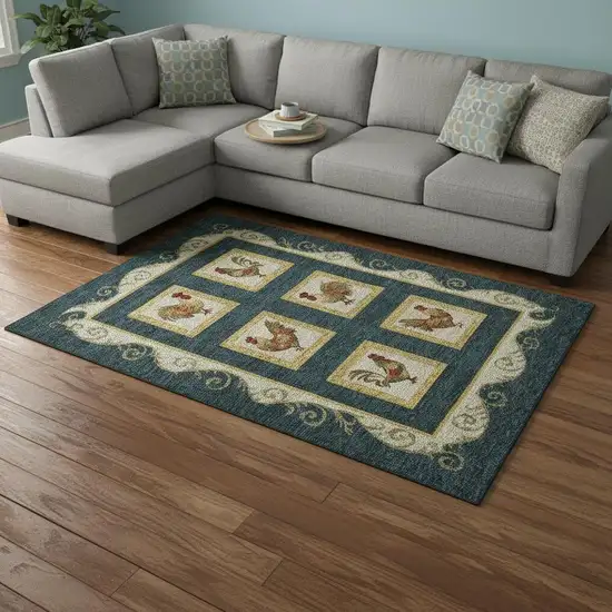 Midnight Gold And Red Animal Print Washable Area Rug With UV Protection Photo 1