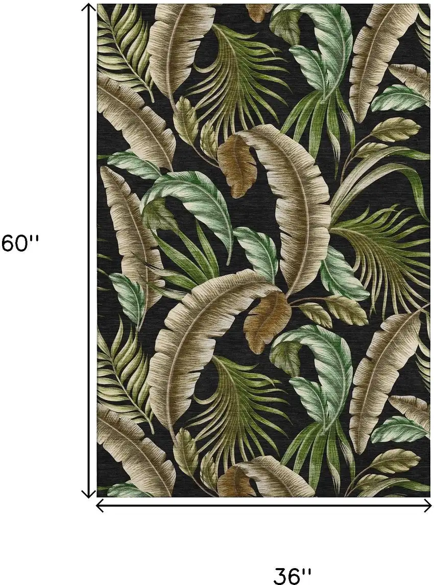 Midnight Green And Brown Geometric Washable Area Rug With UV Protection Photo 3