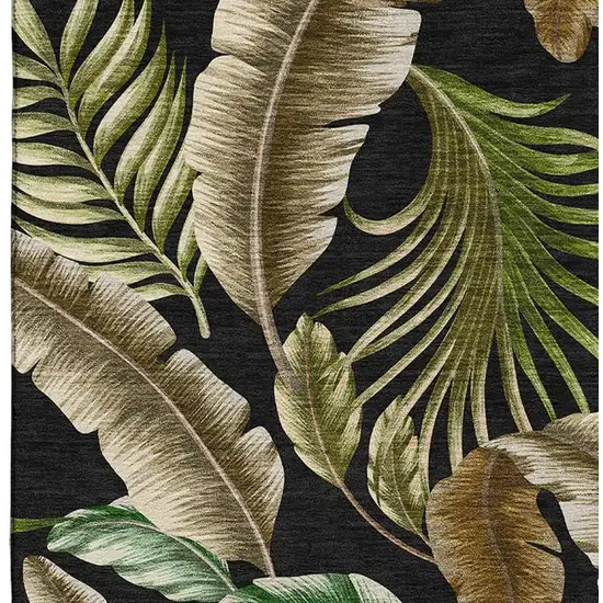 Midnight Green And Brown Geometric Washable Area Rug With UV Protection Photo 5