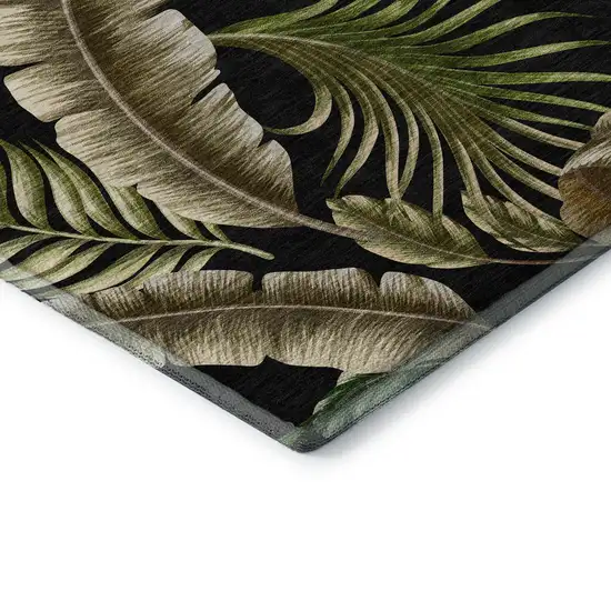 Midnight Green And Brown Geometric Washable Area Rug With UV Protection Photo 6