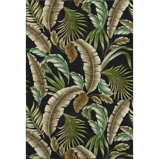 Midnight Green And Brown Geometric Washable Area Rug With UV Protection Photo 2