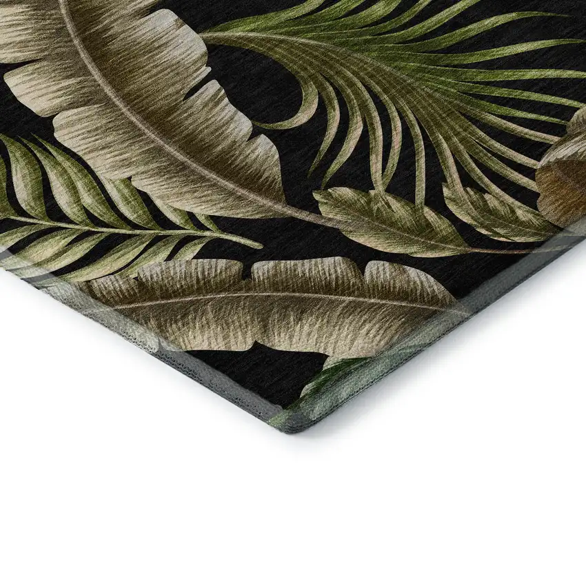 Midnight Green And Brown Geometric Washable Area Rug With UV Protection Photo 6