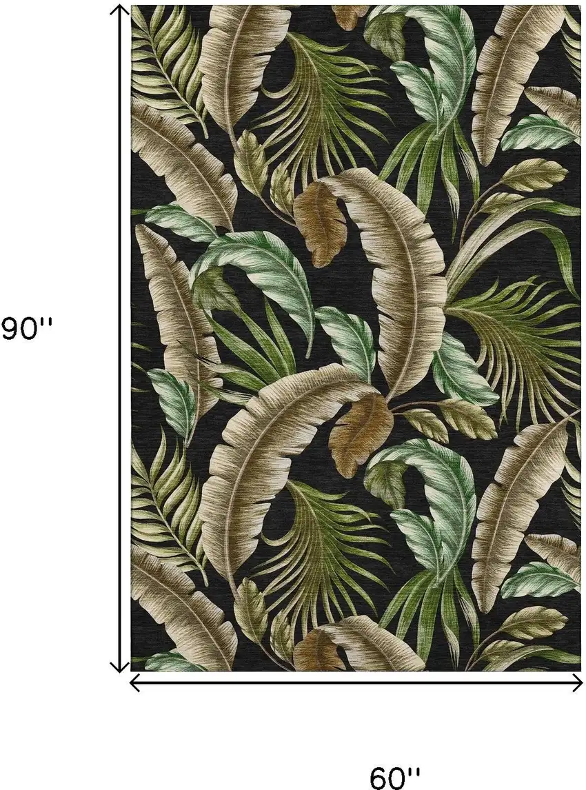 Midnight Green And Brown Geometric Washable Area Rug With UV Protection Photo 3