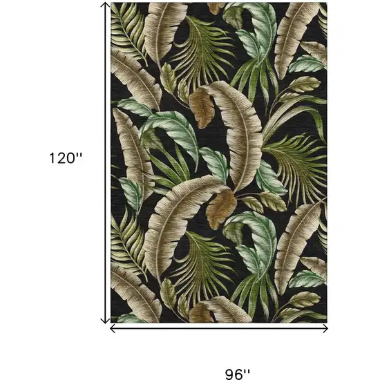 Midnight Green And Brown Geometric Washable Area Rug With UV Protection Photo 3