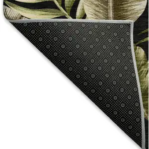 Photo of Midnight Green And Brown Geometric Washable Area Rug With UV Protection