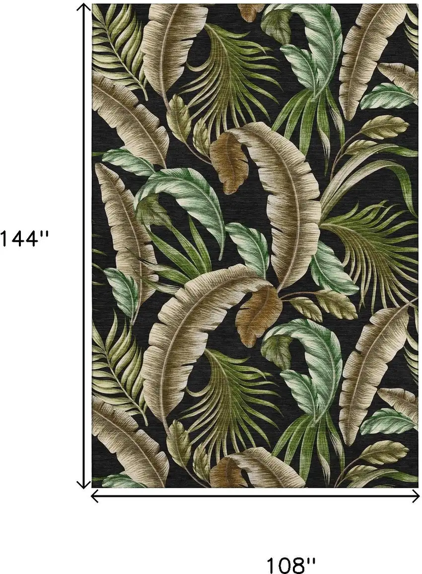 Midnight Green And Brown Geometric Washable Area Rug With UV Protection Photo 3