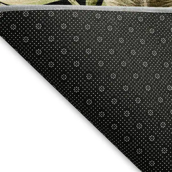 Midnight Green And Brown Geometric Washable Area Rug With UV Protection Photo 3