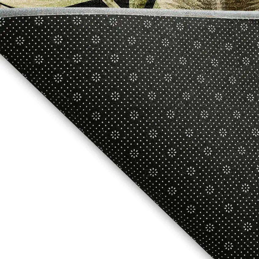 Midnight Green And Brown Geometric Washable Area Rug With UV Protection Photo 3