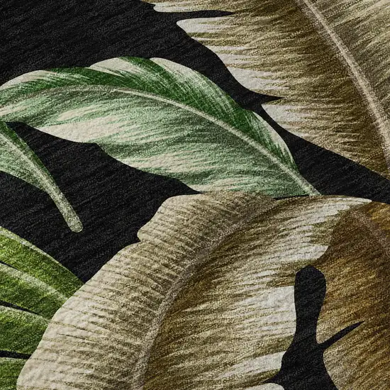 Midnight Green And Brown Geometric Washable Area Rug With UV Protection Photo 9