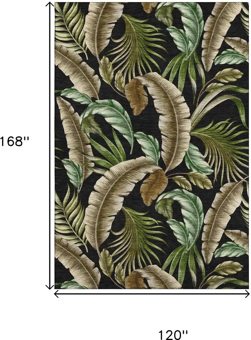 Midnight Green And Brown Geometric Washable Area Rug With UV Protection Photo 3