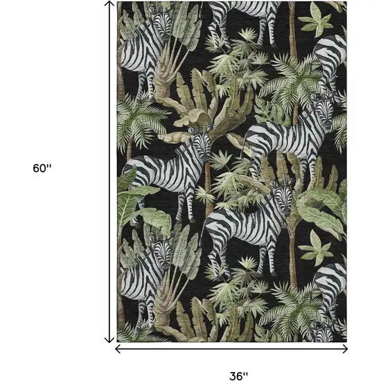 Midnight Green And Brown Geometric Washable Area Rug With UV Protection Photo 3