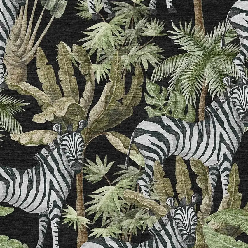 Midnight Green And Brown Geometric Washable Area Rug With UV Protection Photo 4