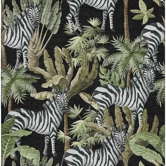 Midnight Green And Brown Geometric Washable Area Rug With UV Protection Photo 4