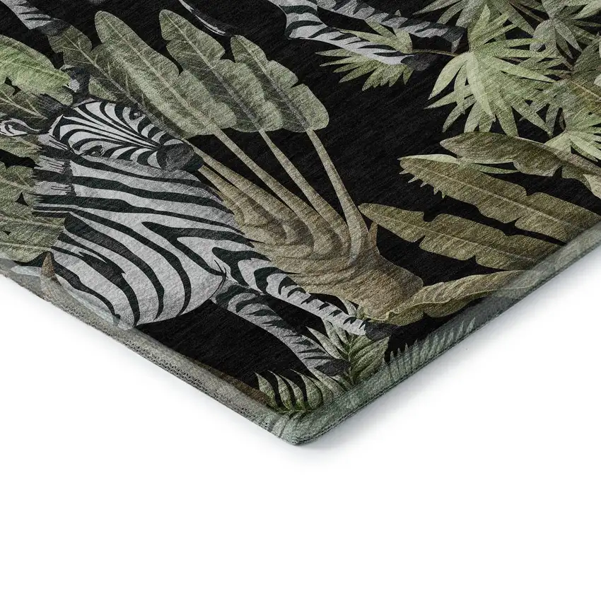 Midnight Green And Brown Geometric Washable Area Rug With UV Protection Photo 9