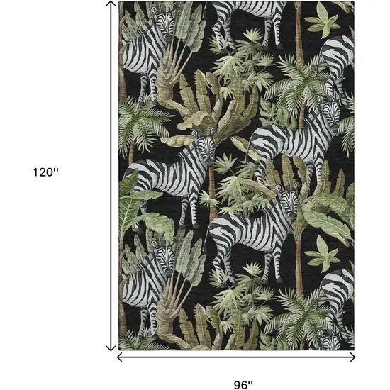 Midnight Green And Brown Geometric Washable Area Rug With UV Protection Photo 3