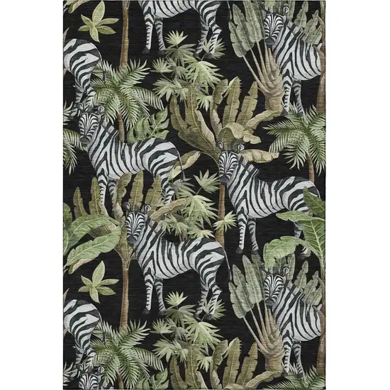 Midnight Green And Brown Geometric Washable Area Rug With UV Protection Photo 5