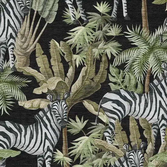 Midnight Green And Brown Geometric Washable Area Rug With UV Protection Photo 4