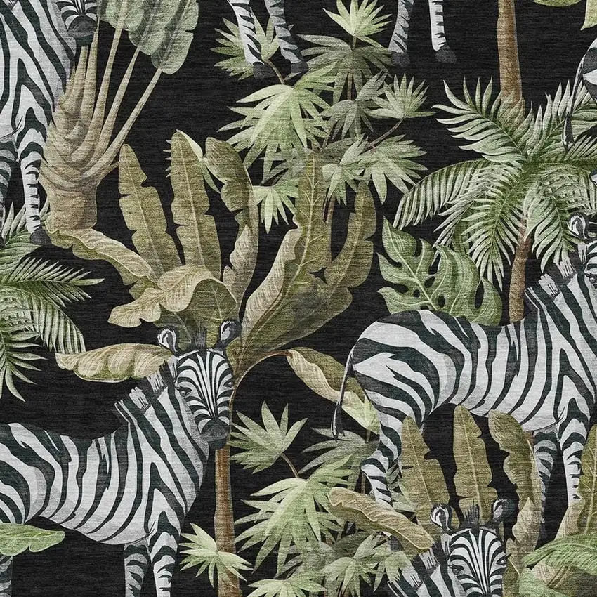 Midnight Green And Brown Geometric Washable Area Rug With UV Protection Photo 4