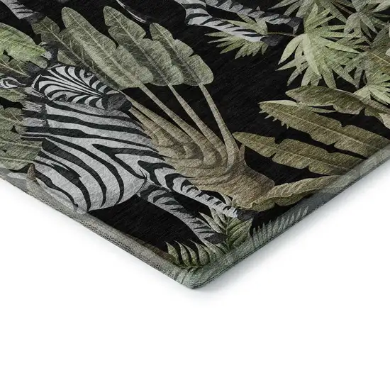 Midnight Green And Brown Geometric Washable Area Rug With UV Protection Photo 9